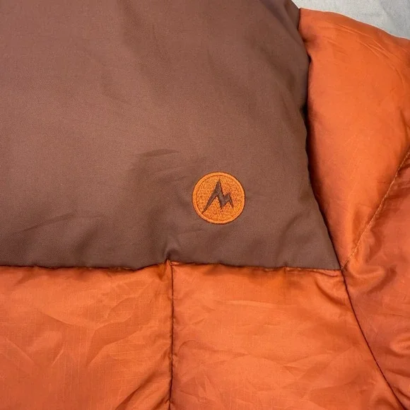 Marmot Jacket Men's XXL Orange Brown 600 Down Fill Quilted Greenridge Puffer Ski